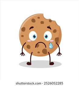 Cute nervous expression of bite cookies cartoon character