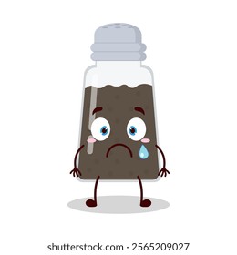 cute nervous expression of black pepper cartoon character
