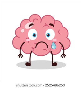 Linda expresión nerviosa del personaje de dibujos animados del cerebro