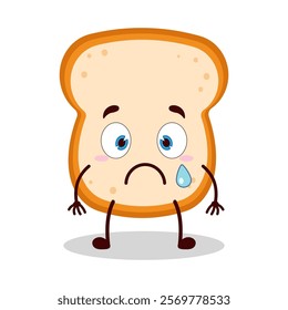 cute nervous expression of bread cartoon character
