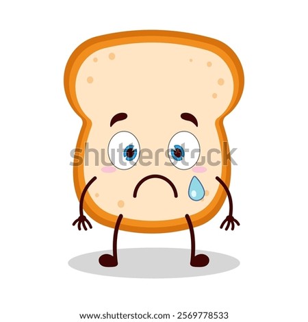 cute nervous expression of bread cartoon character
