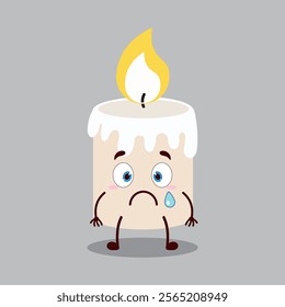 cute nervous expression of candle cartoon character
