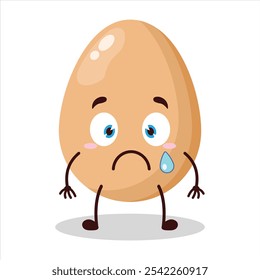 cute nervous expression of chicken egg character
