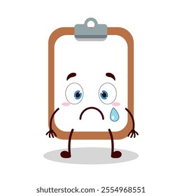 cute nervous expression of clipboard cartoon character