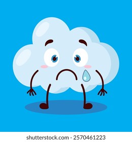 cute nervous expression of cloud cartoon character
