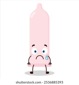 cute nervous expression of condom character