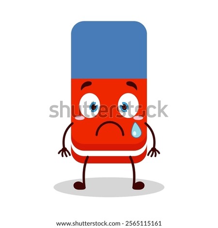 cute nervous expression of eraser cartoon character
