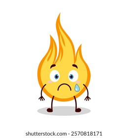 cute nervous expression of fire cartoon character
