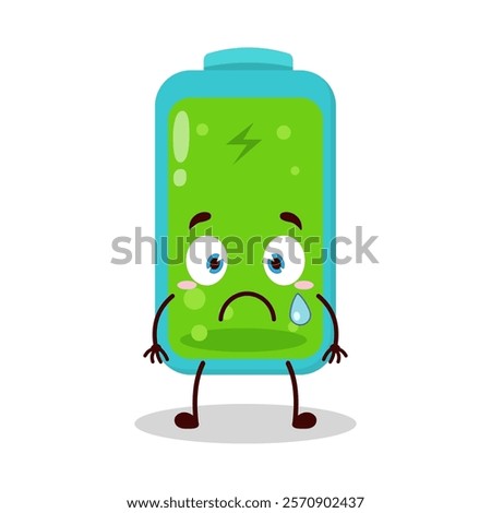 cute nervous expression of full battery cartoon character
