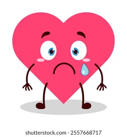 cute nervous expression of heart cartoon character