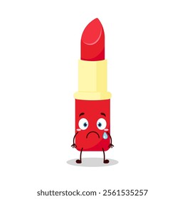 cute nervous expression of lipstick cartoon character
