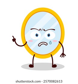 cute nervous expression of mirror cartoon character
