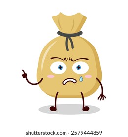 cute nervous expression of money bag cartoon character
