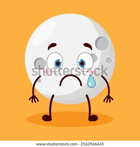 cute nervous expression of moon cartoon character
