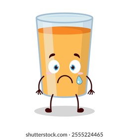 cute nervous expression of orange juice cartoon character