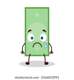 cute nervous expression of paper money cartoon character
