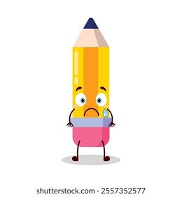 cute nervous expression of pencil cartoon character