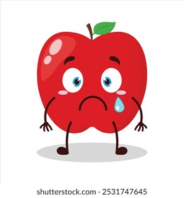 cute nervous expression of red apple cartoon character