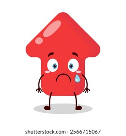 cute nervous expression of red arrow cartoon character
