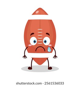 cute nervous expression of rugby ball cartoon character
