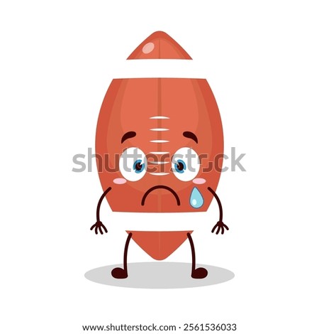 cute nervous expression of rugby ball cartoon character
