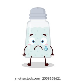 cute nervous expression of salt cartoon character
