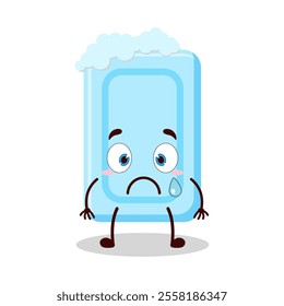 cute nervous expression of soap cartoon character
