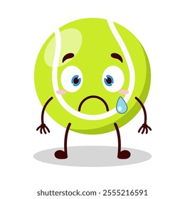 cute nervous expression of tennis ball character