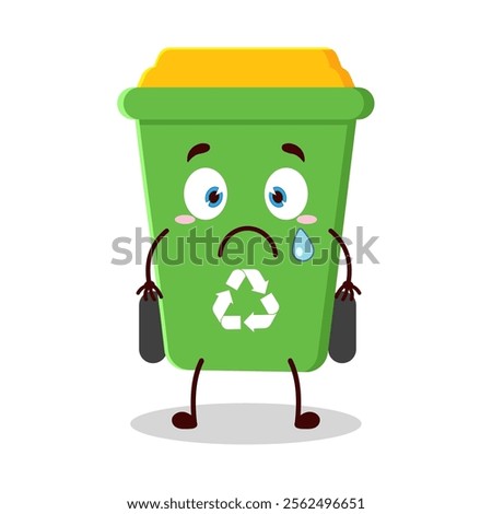 cute nervous expression of trash bin cartoon character
