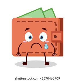 cute nervous expression of wallet cartoon character
