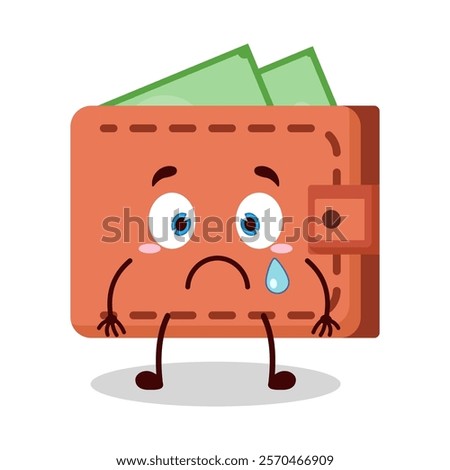 cute nervous expression of wallet cartoon character
