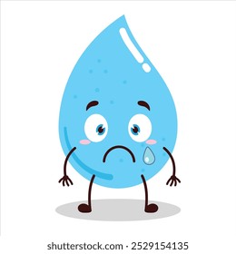 cute nervous expression of water drop cartoon character