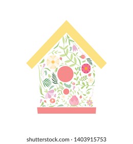 Cute Nesting Box Made of Floral Pattern Vector Illustration