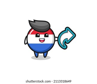 cute netherlands flag badge hold social media share symbol , cute style design for t shirt, sticker, logo element