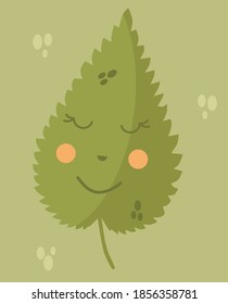 Cute nettle with a smile and pink cheeks, nettle

