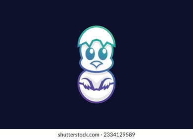 cute new born chick vector template logo design