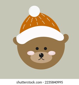 linda tarjeta de año nuevo con un oso en un sombrero, feliz navidad