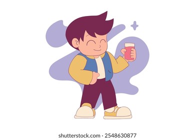 Cute New Year Celebration Pose Vector Illustration
