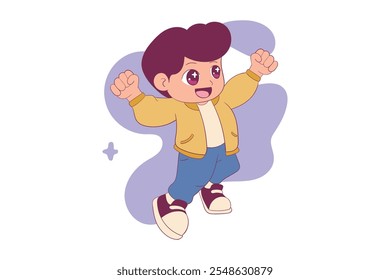 Cute New Year Celebration Pose Vector Illustration
