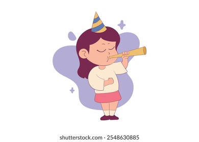 Cute New Year Celebration Pose Vector Illustration