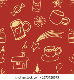 Cute new year christmas pattern in modern scandinavian style in vector. Absctract nordic geometric design for winter decoration interior, print posters, greating card, bussines banner, wrapping.