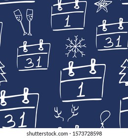 Cute new year christmas pattern in modern scandinavian style in vector. Absctract nordic geometric design for winter decoration interior, print posters, greating card, bussines banner, wrapping.