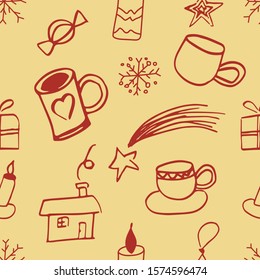 Cute new year christmas pattern in modern scandinavian style in vector. Absctract nordic geometric design for winter decoration interior, print posters, greating card, bussines banner, wrapping.