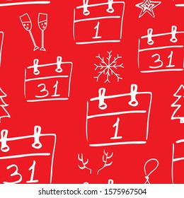 Cute new year christmas pattern in modern scandinavian style in vector. Absctract nordic geometric design for winter decoration interior, print posters, greating card, bussines banner, wrapping.