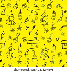 Cute new year christmas pattern in modern scandinavian style in vector. Absctract nordic geometric design for winter decoration interior, print posters, greating card, bussines banner, wrapping.