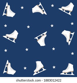 Cute New year and Christmas pattern. Muilticolored background in vector skates