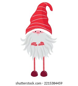 Cute New Year Gnome On White Background