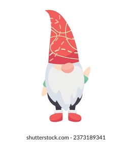 Cute New Year gnome on white background