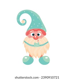 Cute New Year gnome on white background