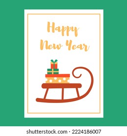 Cute New Year's card. Vector illustration.